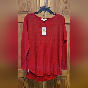 NWT Michael Kors Red Tunic Side Zip Sweater Size Med